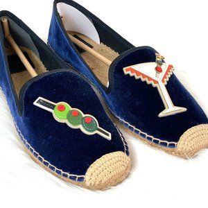Tory Burch Blue Velvet Martini Olive Espardille 11